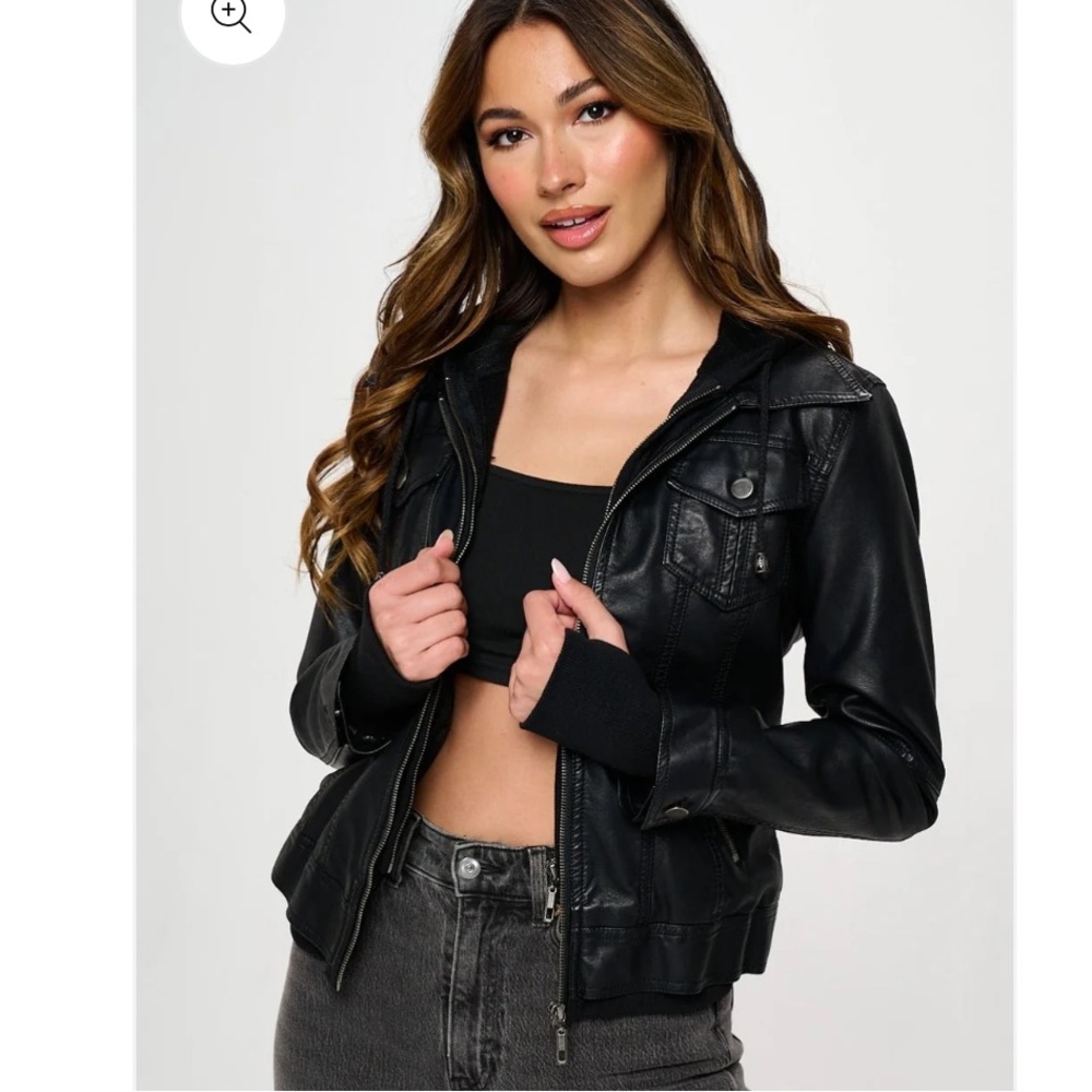 Double zip faux leather moto jacket